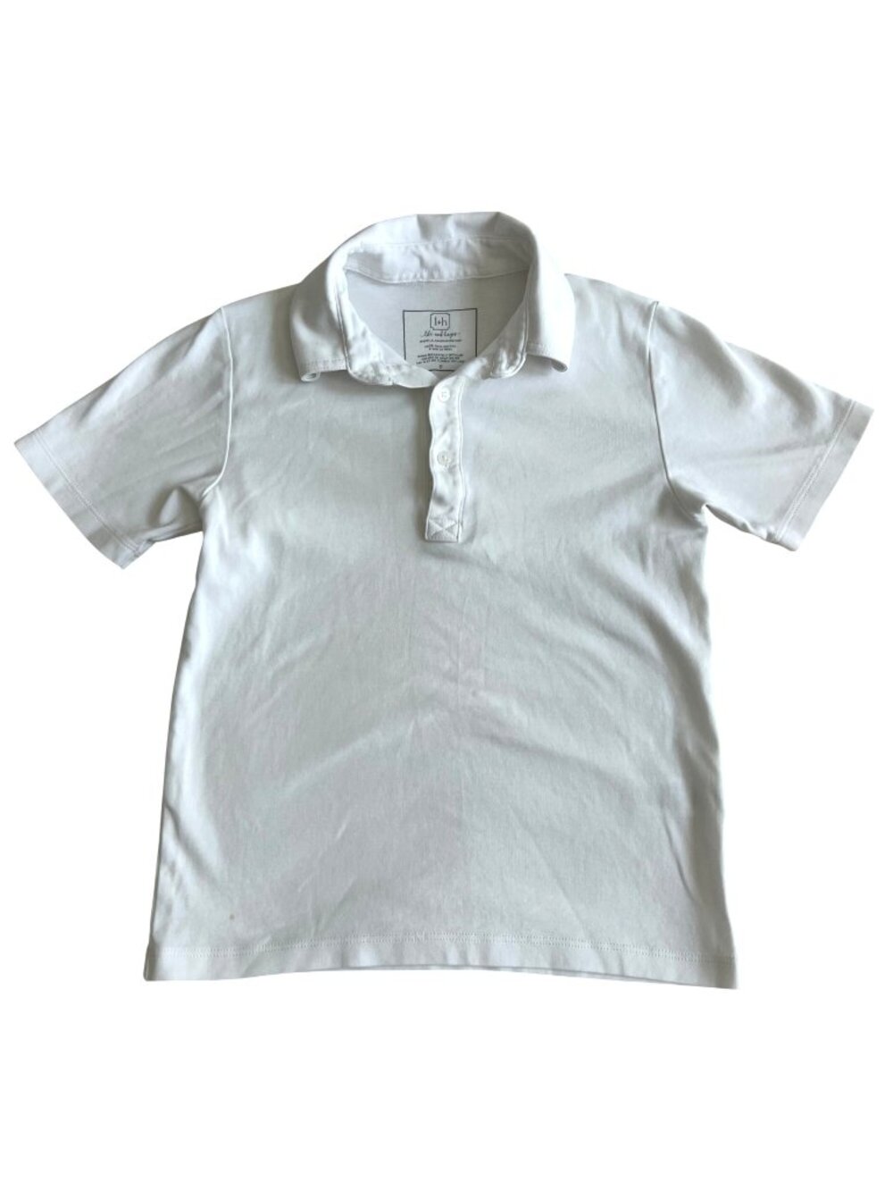 Lila and Hayes Polo Shirt Boys White Pima Cotton Short Sleeve Size 6